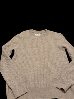 Jason Wu Men's Cable Knit Crewneck Sweater in Taupe